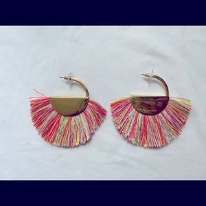 Baublebar neon fringe fan earrings